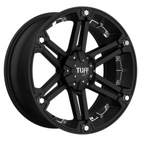 TUFF Wheels T01 FLAT BLACK W/ CHROME INSERTS