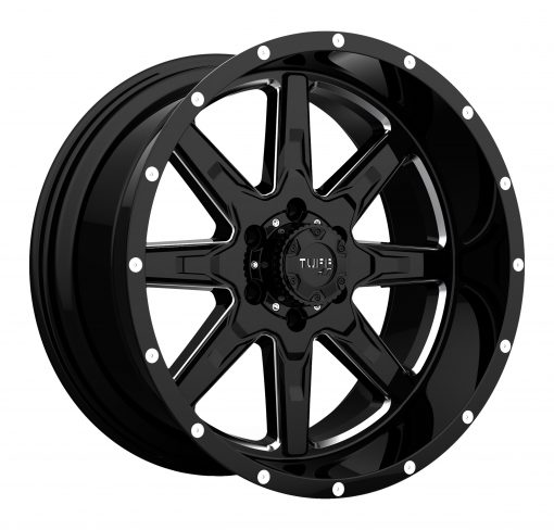 TUFF Wheels T15 GLOSS BLACK W/MILLED SPOKES