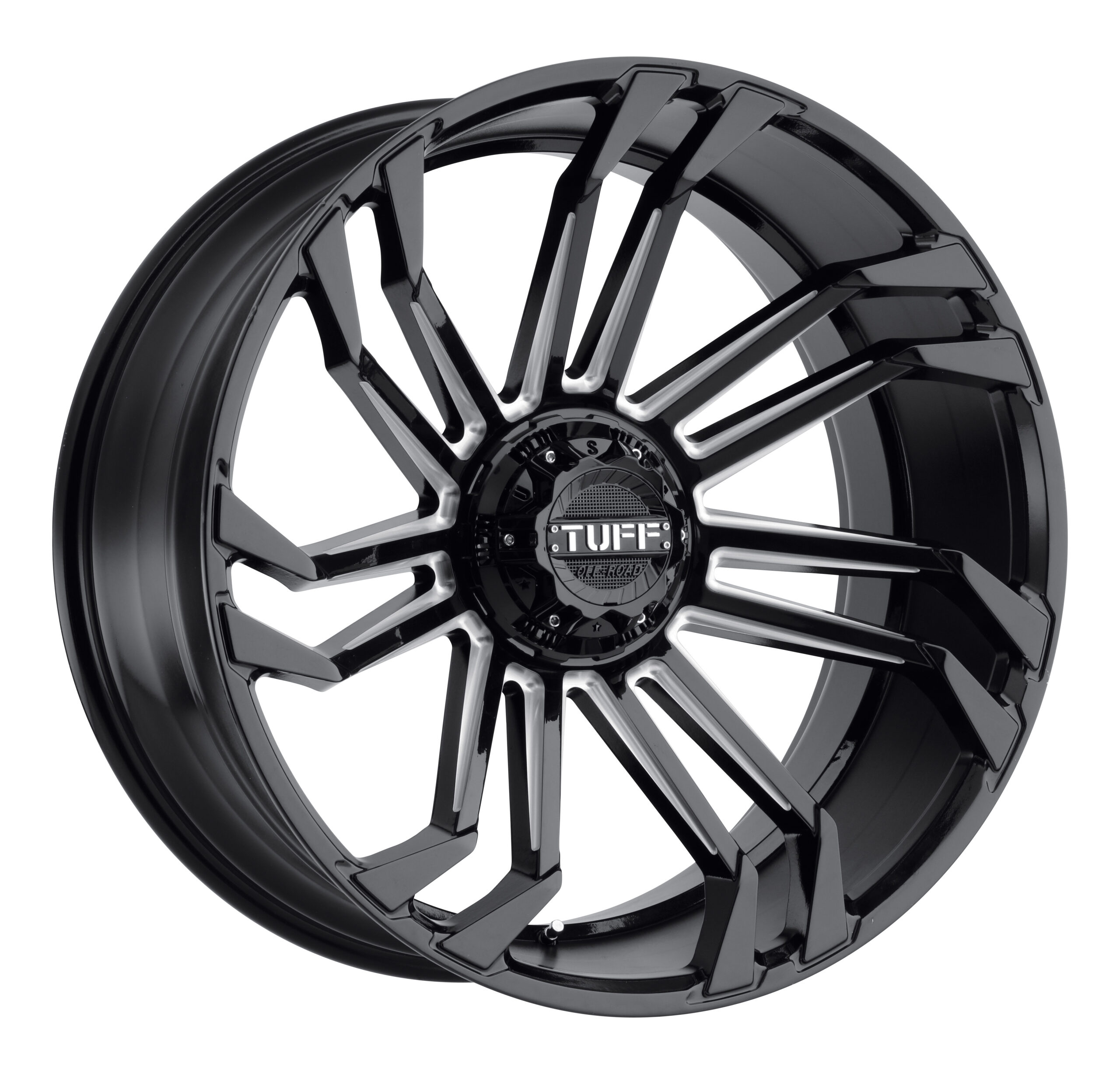 TUFF T21 GLOSS BLACK W/MILLED SPOKES TUFF T21 GLOSS BLACK W/MILLED SPOKES