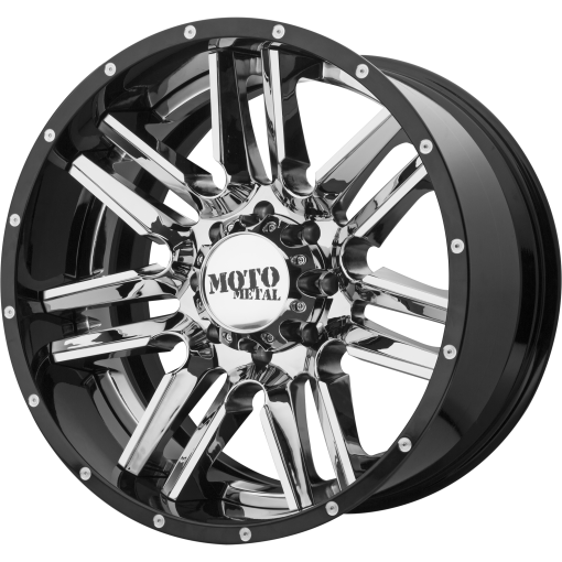 Moto Metal Wheels MO202 CHROME CENTER GLOSS BLACK MILLED LIP