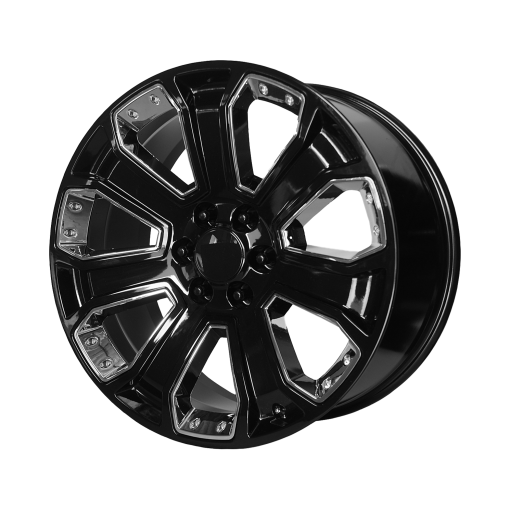OE Creations Wheels PR113 GLOSS BLACK WITH CHROME ACCENTS