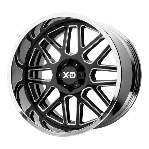 XD Series Wheels XD201 GRENADE GLOSS BLACK MILLED CENTER CHROME LIP