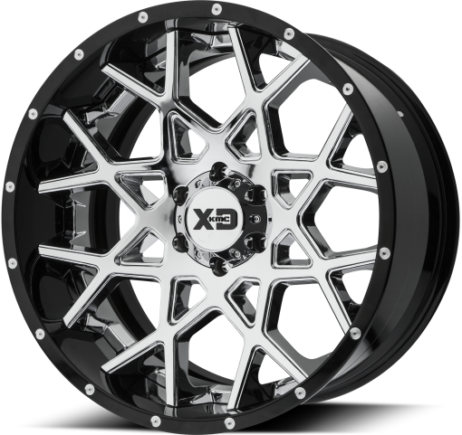 XD Series Wheels XD203 CHOPSTIX CHROME CENTER GLOSS BLACK MILLED LIP