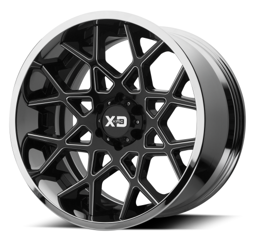 XD Series Wheels XD203 CHOPSTIX GLOSS BLACK MILLED CENTER CHROME LIP