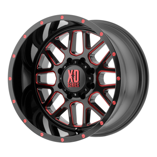 XD Series Wheels XD820 GRENADE SATIN BLACK MILLED WITH RED CLEAR COAT