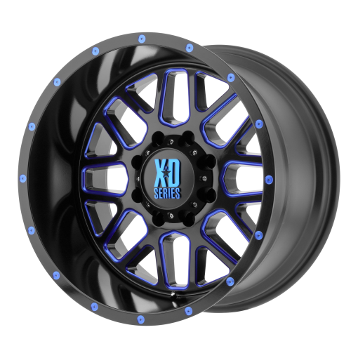 XD Series Wheels XD820 GRENADE SATIN BLACK MILLED WITH BLUE CLEAR COAT
