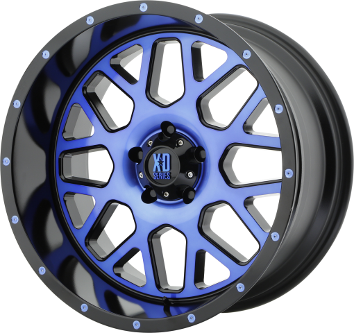 XD Series Wheels XD820 GRENADE SATIN BLACK MACHINED FACE WITH BLUE TINTED CLEAR COAT