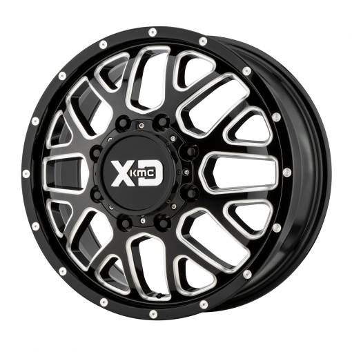 XD Series Wheels XD843 GRENADE DUALLY GLOSS BLACK MILLED - FRONT