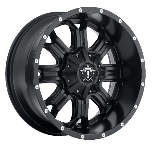 TIS Wheels 535B SATIN BLACK WITH CNC MILLED LIP ACCENTS AND CHROME T-STAR CAP