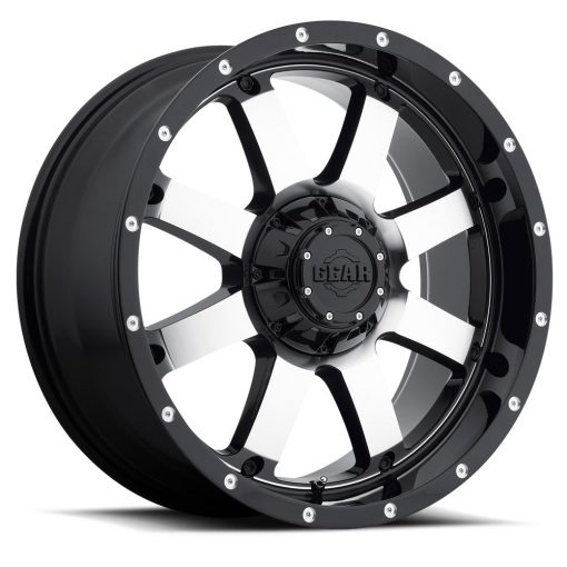 Gear Off Road Wheels 726M Big Block GLOSS BLACK WITH MIRROR MACHINED FACE AND SPOT MILLED LIP ACCENTS