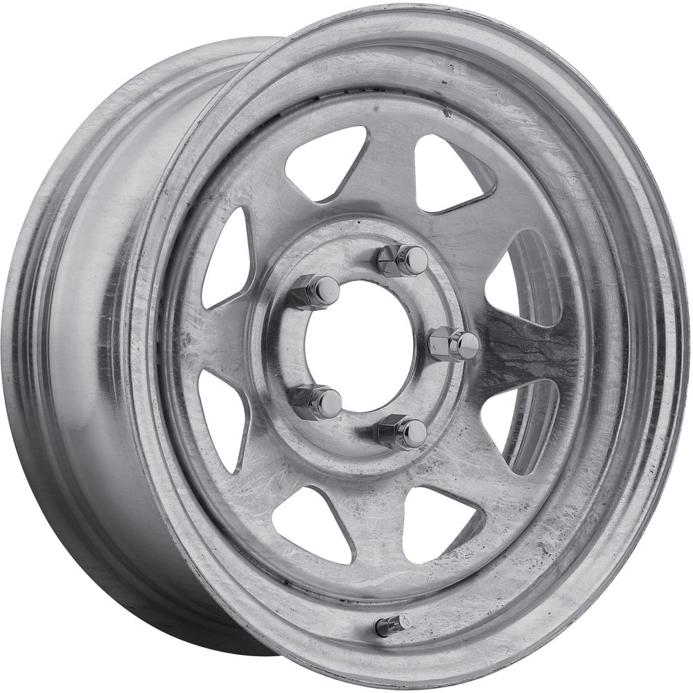 A228081: 15x6 28GA GALVANIZED 8 SPOKE Pacer Wheels In 5x114.3 0 Offset on S...