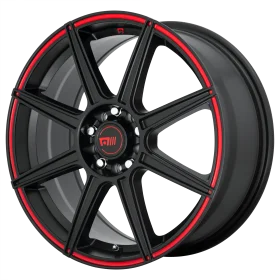 Motegi Wheels MR142 CS8 SATIN BLACK WITH RED STRIPE