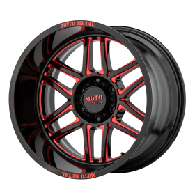 Moto Metal Wheels MO992 FOLSOM GLOSS BLACK MILLED WITH RED TINT