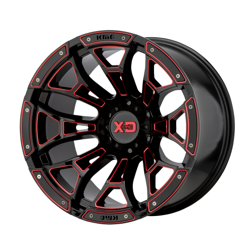XD Series Wheels XD841 BONEYARD GLOSS BLACK MILLED WITH RED TINT