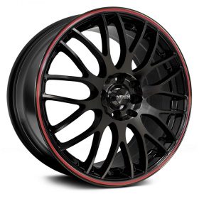 Maxxim Wheels 42B MAZE GLOSS BLACK WITH RED RACING STRIPE