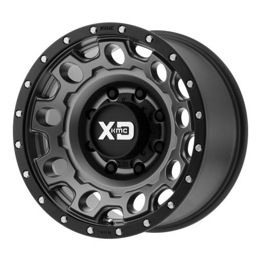 XD Series Wheels XD129 HOLESHOT MATTE GRAY W BLACK REINFORCING RING
