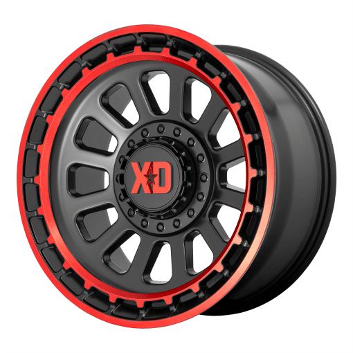 XD Series Wheels XD856 OMEGA SATIN BLACK MACHINED LIP WITH RED TINT