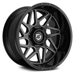 Gear Off Road 761BM RATIO GLOSS BLACK WITH MILLED SPOKE ACCENTS & LIP LOGO