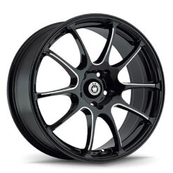Konig 24B ILLUSION GLOSS BLACK WITH BALL CUT MACHINED SPOKE ACCENTS
