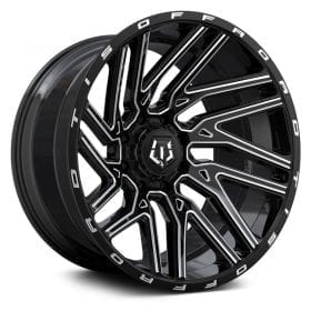 TIS Wheels 554BM GLOSS BLACK WITH MILLED SPOKE ACCENTS AND LIP LOGO
