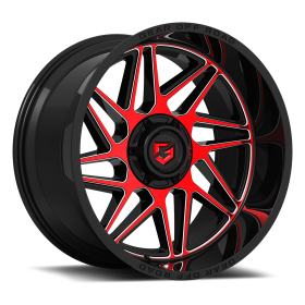 Gear Alloy Wheels 761MBR RATIO GLOSS BLACK MACHINED & RED TINT FACE W/LIP LOGO