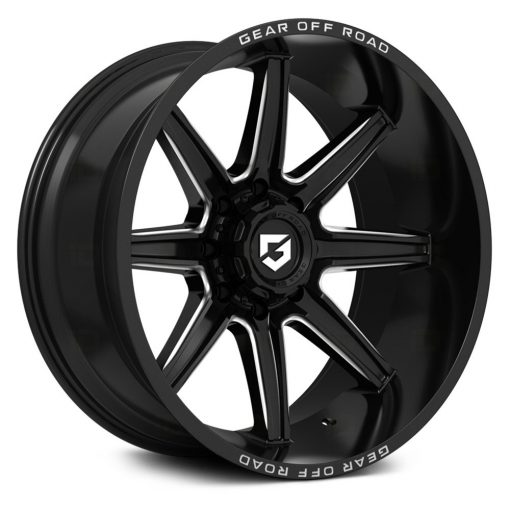Gear Off Road Wheels 765BM GLOSS BLACK WITH MILLED ACCENTS & LIP LOGO