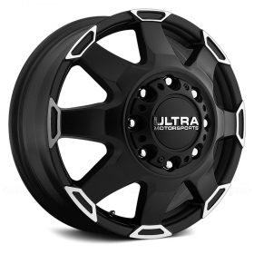 Ultra Wheels 025SB PHANTOM DUALLY FRONT SATIN BLACK WITH DIAMOND CUT LIP ACCENTS & SATIN CLEAR COAT