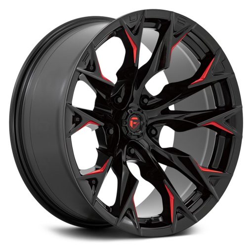 Fuel Wheels D823 FLAME GLOSS BLACK MILLED WITH CANDY RED