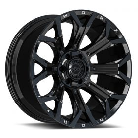 Worx Wheels 821B GLOSS BLACK W/ MILLED LIP LOGO
