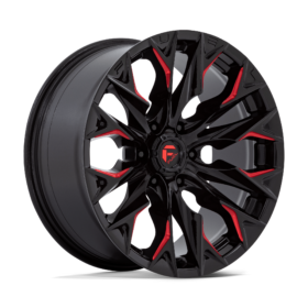 Fuel Wheels D823 FLAME GLOSS BLACK MILLED WITH CANDY RED