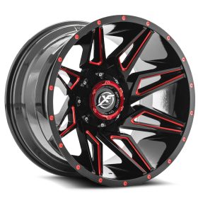 XF Off-Road Wheels XF-218 Gloss Black Red Milled