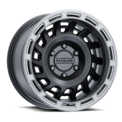 Raceline 957BS-HALO SATIN BLACK W/ SILVER RING
