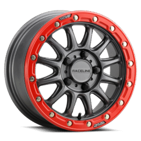 A14GR-ALPHA SATIN GUNMETAL W/RED RING