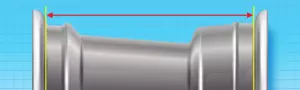 Cylinder with measurement arrows on blue background
