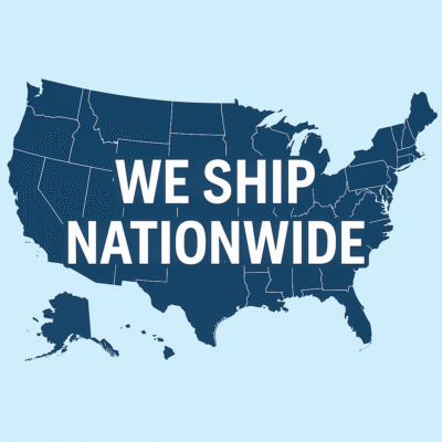 Map of USA with 'We Ship Nationwide' text.