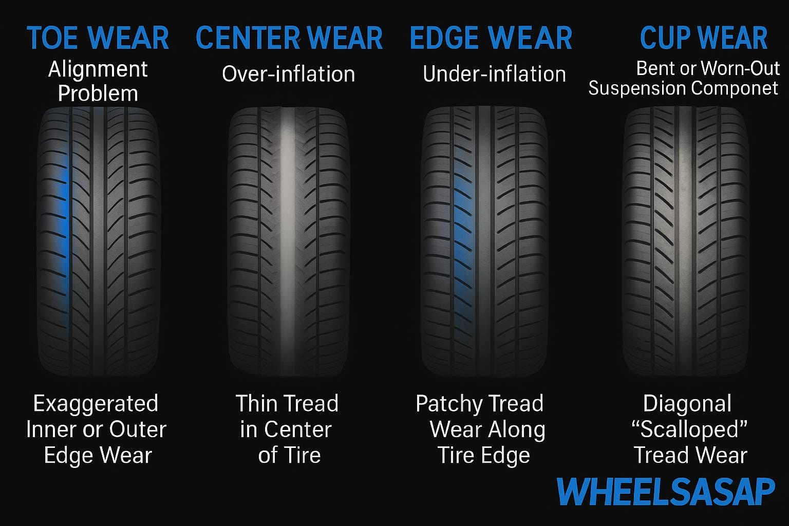 Tire Wear Patterns: Causes, Fixes & Prevention | WheelsASAP Tire Wear Patterns: Causes, Fixes & Prevention | WheelsASAP