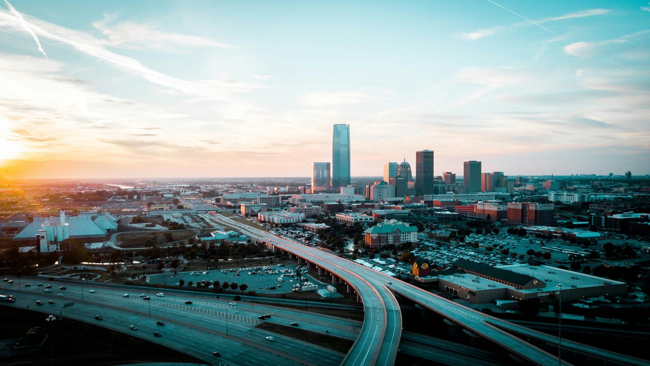 Oklahoma City skyline at sunset