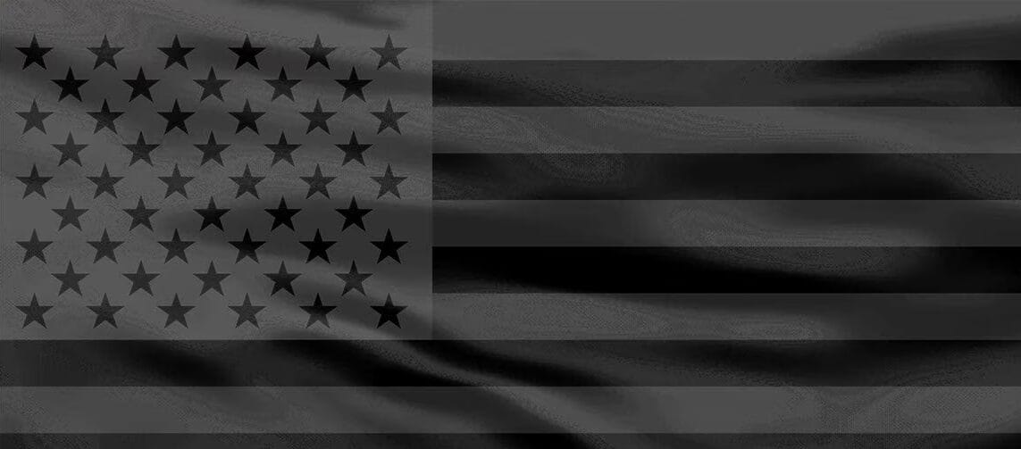 Black and white American flag illustration