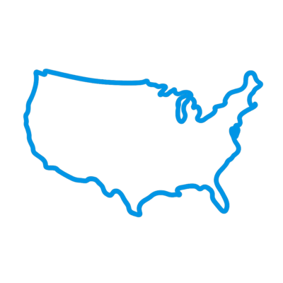 Neon outline of USA map on dark background